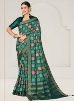 Rangkat Tussar Silk Green Festival Wear Printed Saree